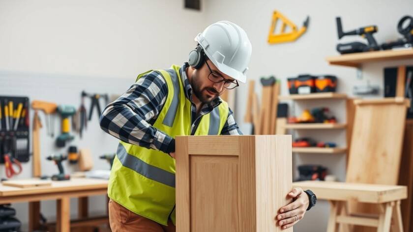 Carpentry Illinois craftsman working on a custom woodworking project in an Illinois home