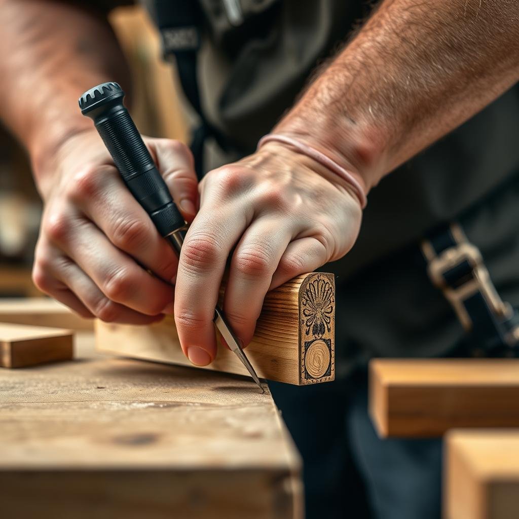 Carpentry Illinois craftsman working on detailed custom woodwork Carpentry Illinois craftsman working on detailed custom woodwork