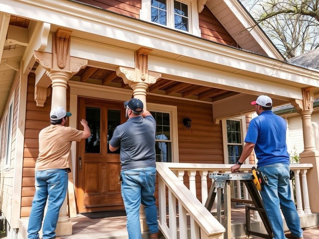 Carpentry Illinois craftsmen working on a historic home restoration in Illinois Carpentry Illinois craftsmen working on a historic home restoration in Illinois