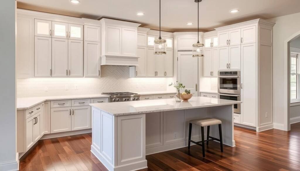 Completed kitchen renovation project by Carpentry Illinois showing custom cabinetry Completed kitchen renovation project by Carpentry Illinois showing custom cabinetry