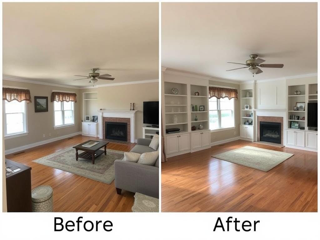 Home renovation project by Carpentry Illinois showing before and after transformation Home renovation project by Carpentry Illinois showing before and after transformation