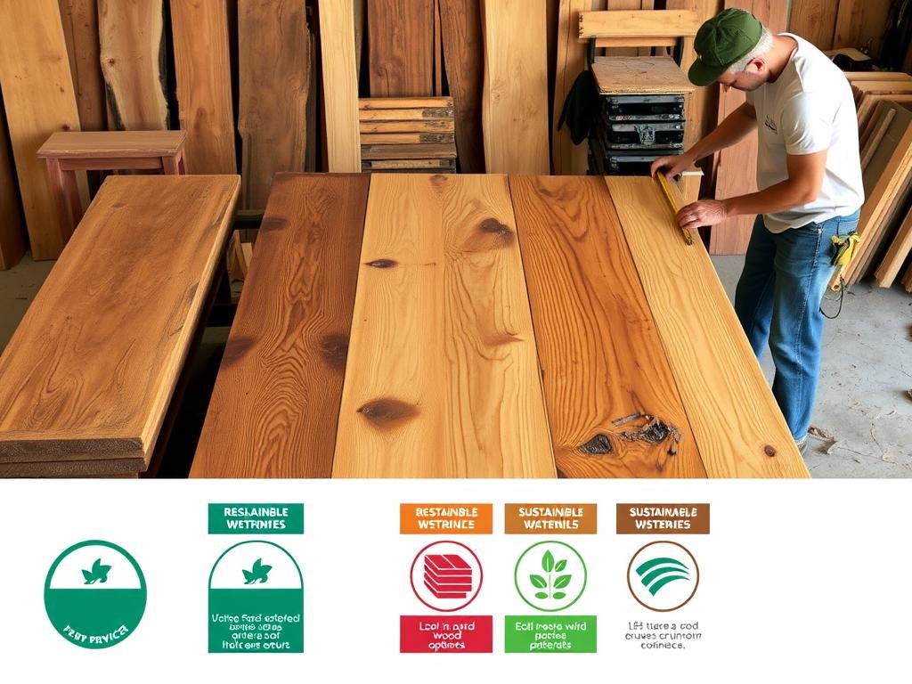 Sustainable wood materials used by the best carpentry in Illinois showing eco-friendly options